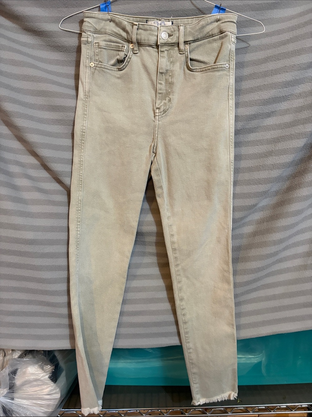 Free People Skinny Jeans in Light Olive Green